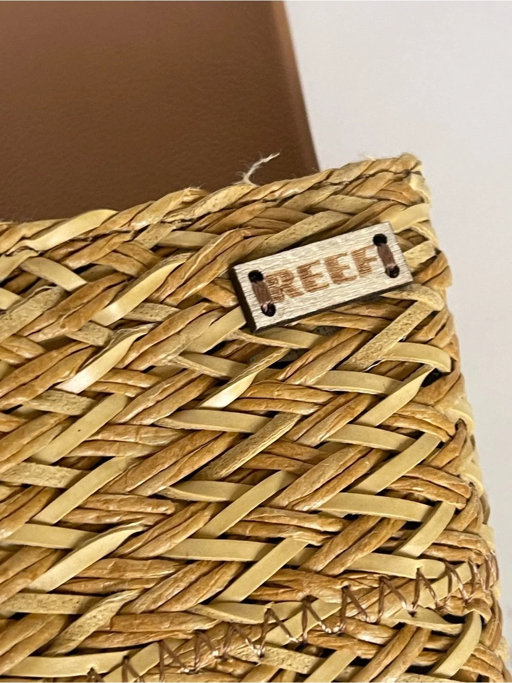 Reef Tan Woven Slide Sandals